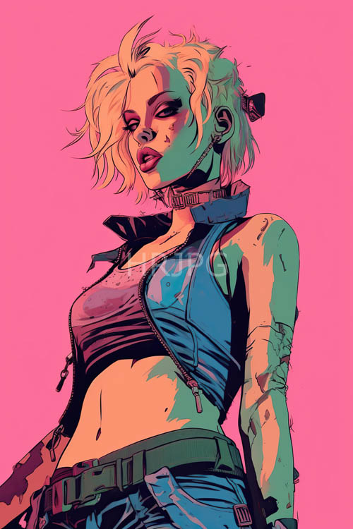 slate and fuchsia clothes style platinum blonde studio models