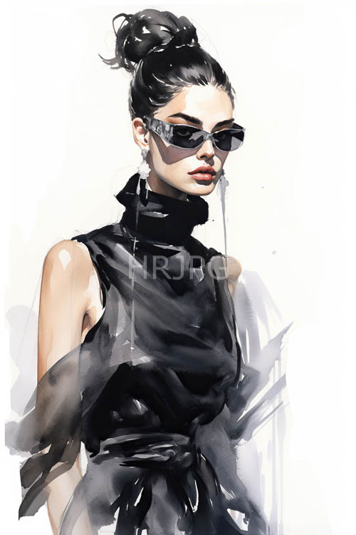 watercolor rendering of elegant luxury fashion with subtle brilliance