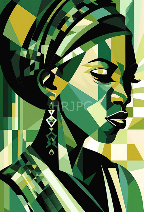 geometric abstractions harmonize facetted earrings on a sculpted profile