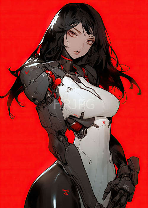 dark haired femme fatales embody cybernetic precision in sleek portraits