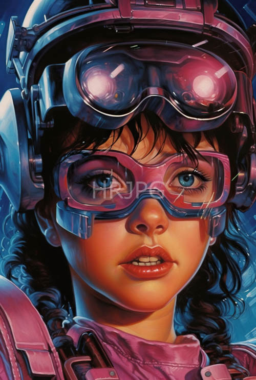 neonpink space gear encases striking figure amidst futuristic organic curls amidst luminous interstellar backdrop