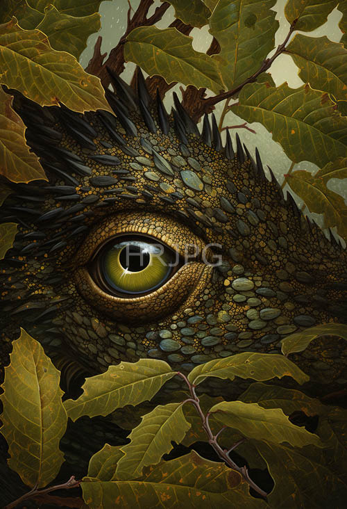 High Resolution: Chartreuse reptilian scales glisten on branches within jungle leaf canopies download. | HRJPG.com