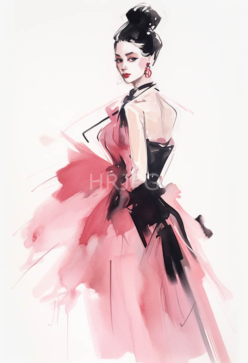 luxe elegance unveiled in crimson lipstick and blushpink couture