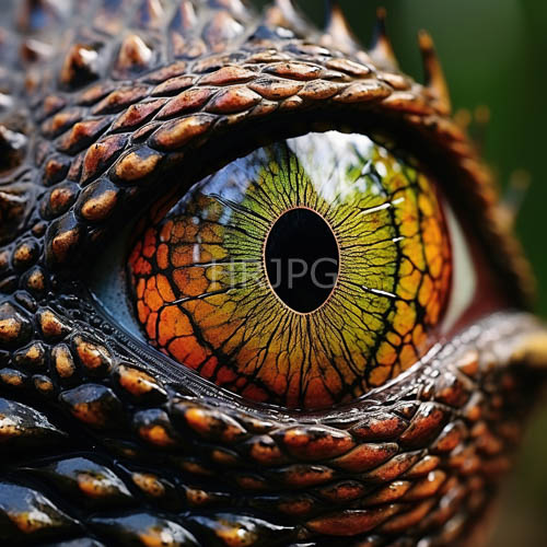 fiery amber tones split emerald irises in close reptilian eyes
