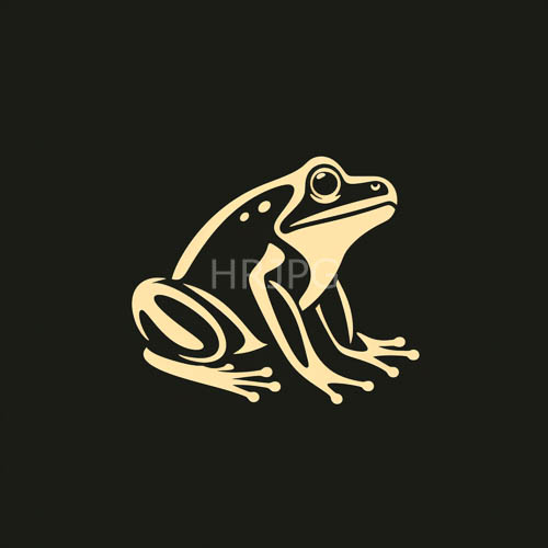 minimalist amphibian character shines in deep black void with earthy beige palette