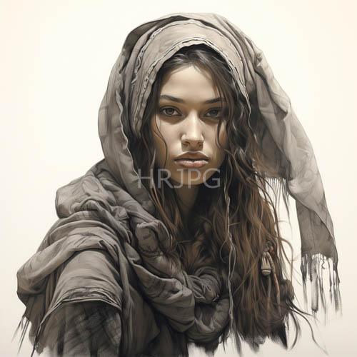 muted textiles veil olivetoned skin in windswept brown waves
