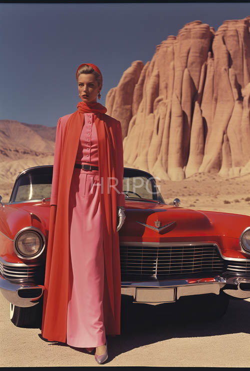 automotive automotive curves echoing retrofuturistic formations in arid cerulean landscape