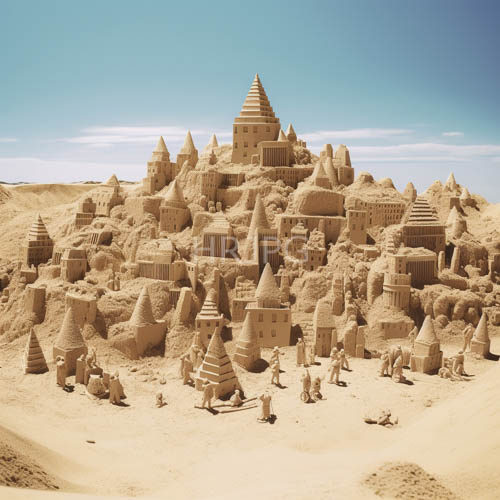 ephemeral conical forms rise dramatically from ancient desert sands with intricate craftsmanship