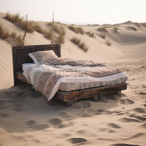undulating desert dunes set aweinspiring stage for weathered wooden bed