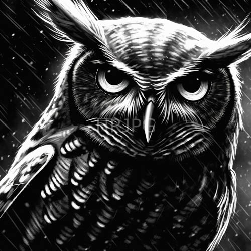 dramatic avian with primal intensity and meticulous monochromatic shading