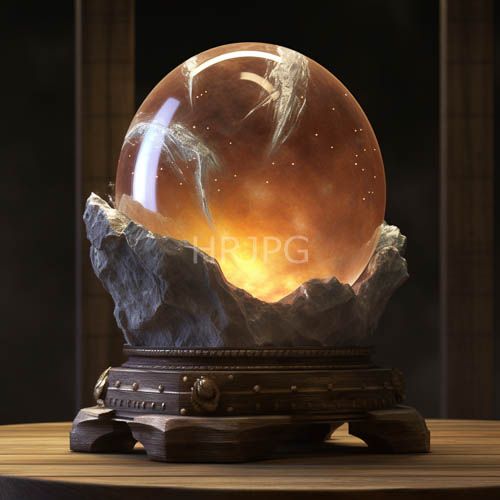 alpine diorama glittering amber refracted across ebony pedestal