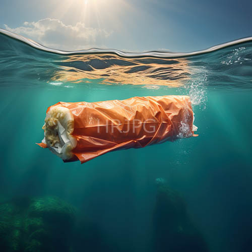High Resolution: Drifting BurntOrange Plastic Carrier Illuminates Aquatic Currents with Ethereal Light download. | HRJPG.com
