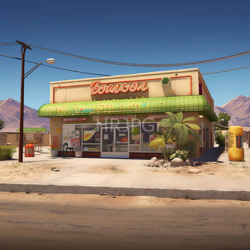 cursive script fractures azure horizon over conoco branding amidst desert sands and vibrant green fabric
