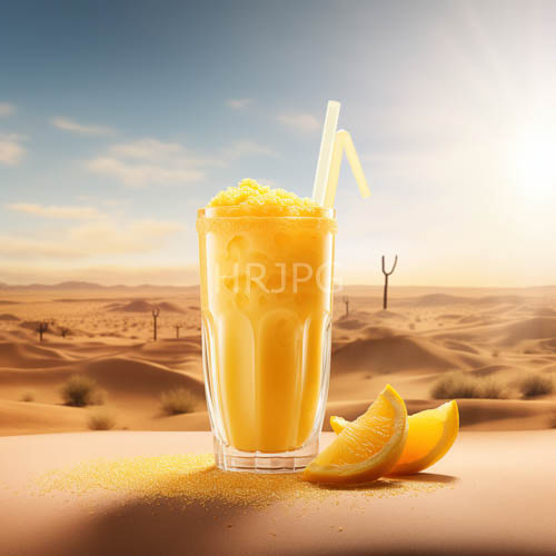 citrus notes emerge from chilled tumbler on desert landscape edge