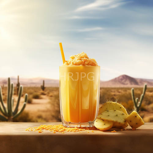 magenta prickly pear slices crown luxurious glass of crimson nectar in arid desert beauty