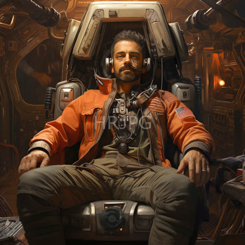 spacecraft cockpit panels frame flight suits in metallic rooms