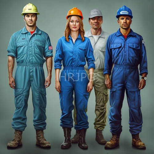 High Resolution: Construction workers in dynamic poses amidst richly detailed industrial backdrop download. | HRJPG.com