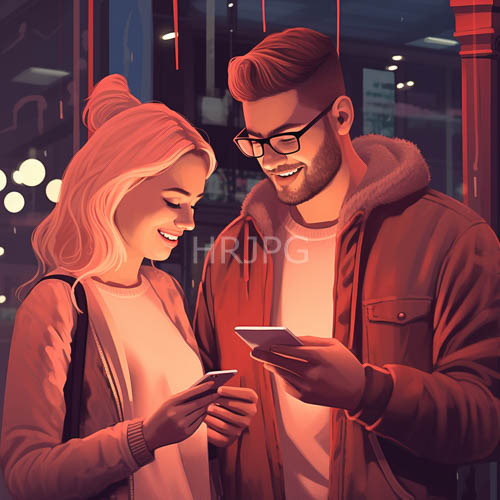 cityscape illuminates intimate moment for young couple amidst towering skyscrapers and urban canyons