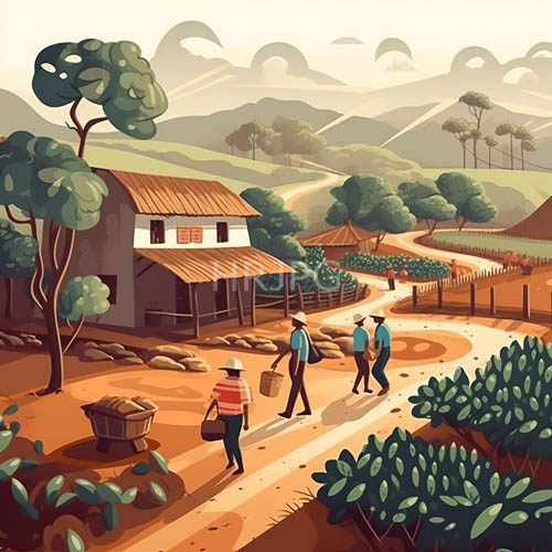 rustic rural scenes unfolding with earthy tones and subtle texture