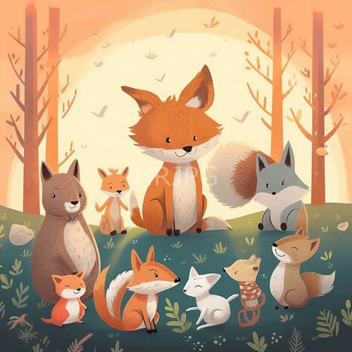 autumn forests host roaming foxes in lush grass clearings