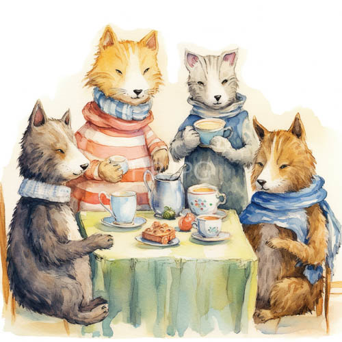 High Resolution: Fox characters converse in winter fields during snowy afternoons download. | HRJPG.com