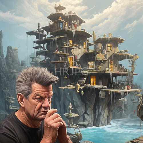 rugged rocky cliffs host marvels of modern engineering on multitiered floating buildings
