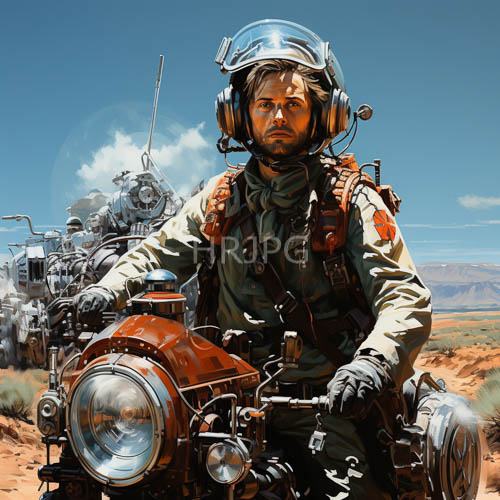 endless dunes converge on weathered motorcycle amidst faded desert landscape