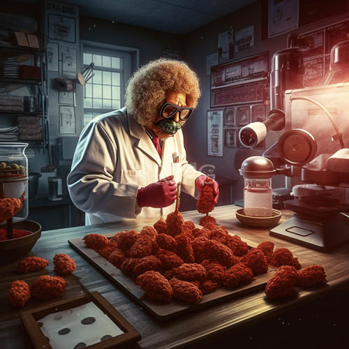 High Resolution: Scientists Investigate Meatballs in Cluttered Kitchen Laboratory Amidst Flickering Fluorescent Light download. | HRJPG.com
