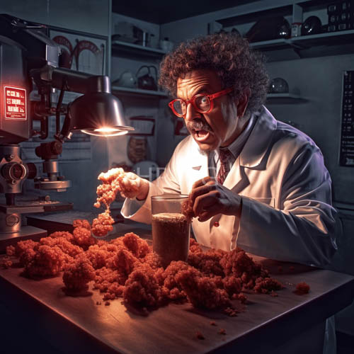 industrial kitchen with crumpled brown substance and focused lamp
