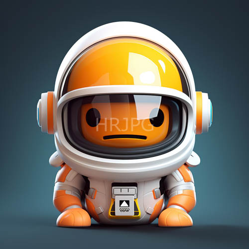 High Resolution: Cartoon Astronaut Clad in Shiny Orange and White Spacesuit in Space download. | HRJPG.com