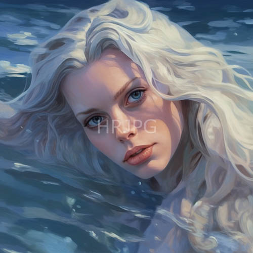 High Resolution: Mystical Figure Emerges from Ocean Swells in Silken White Locks download. | HRJPG.com