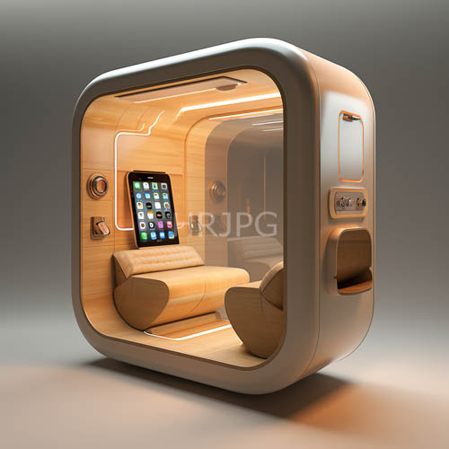 rounded futuristic pods glow softly inside dimly lit dark rooms