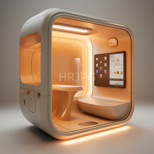 High Resolution: Bathroom Pod Showcase Modern Compact Sleek Interiors with Flickering Ambient Light download. | HRJPG.com