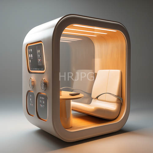 rounded rectangular pod structures display high tech metallic panel textures