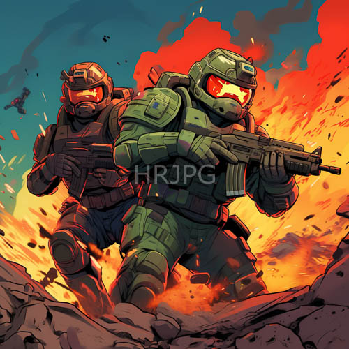 rocky outcroppings shattered by flickering shadows of camouflaged soldiers in tactical gear