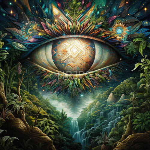 glowing emerald frenzy on jungle eyes luminous surface at sunset