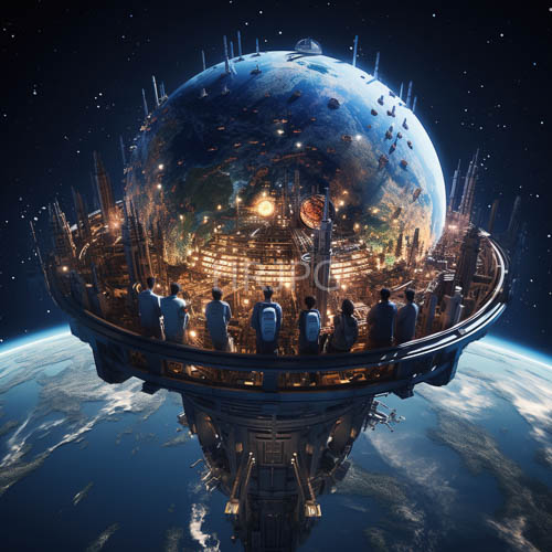 orbs suspended in midair reflect luminous starlight on crystalline cityscape architecture