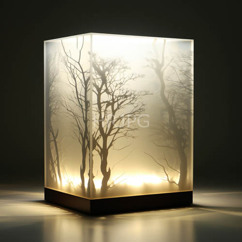 leafless tree branches form light refractions against misty foggy backdrops