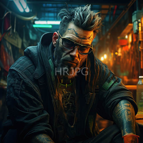 High Resolution: Flickering neon lights cast shadows on city faces download. | HRJPG.com