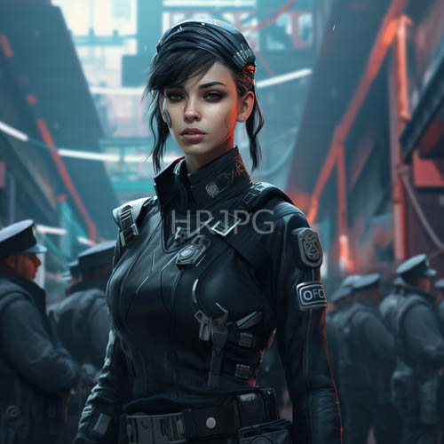 neon cityscape beckons female warrior emerging from shadows amidst kaleidoscope of colors