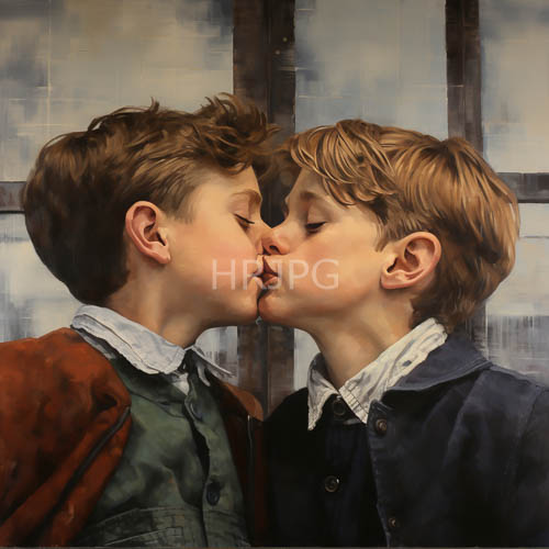 High Resolution: Intimate Moment Unfolds Amidst Warm Hues and Subtle Textures of Oil Paint download. | HRJPG.com