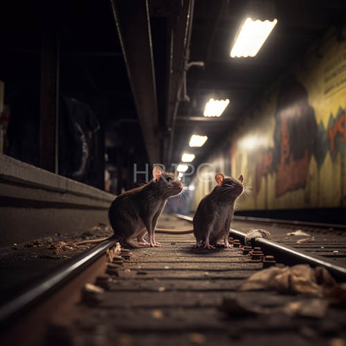 railway tracks stretch out into desolate underground tunnel environment