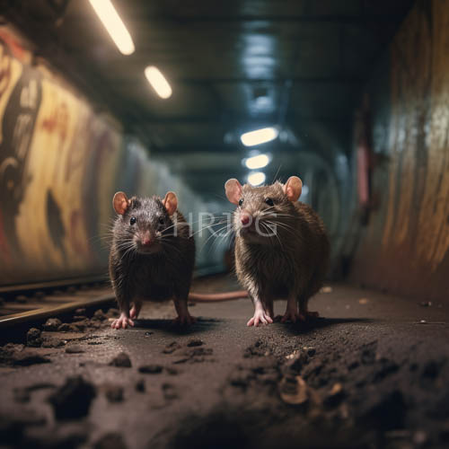 High Resolution: Rats explore damp graffiticovered tunnel under city streets download. | HRJPG.com