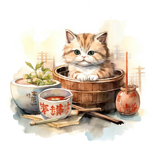 kittens whimsical morning mosaic amidst delicate ceramic and verdant potted plants