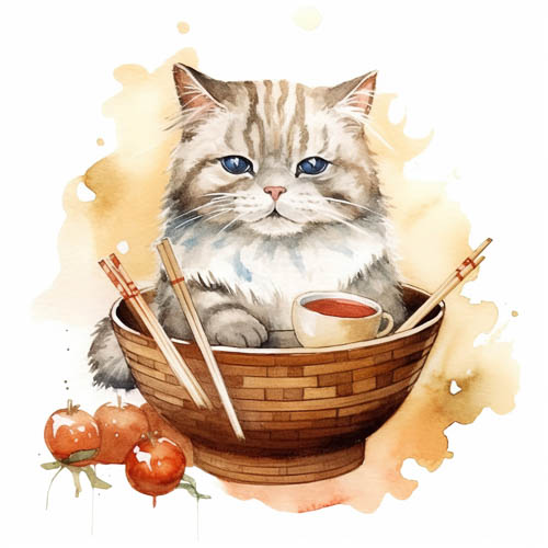 kittens fur blends with woven baskets intricate patterns