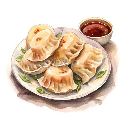 High Resolution: Misty Morning Scenery with Steamed Dumplings and Verdant Leaves download. | HRJPG.com