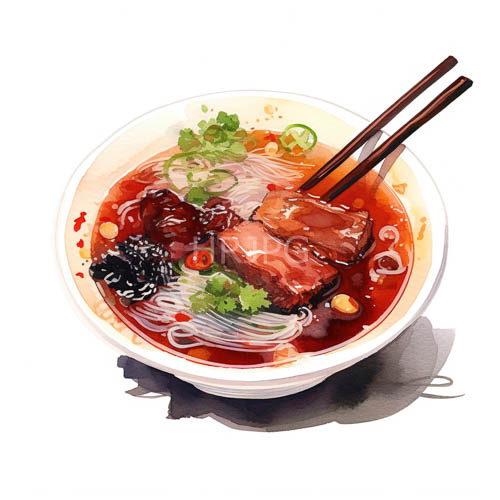savory broth and sizzling beef in steaming hot bowl of ramen noodles