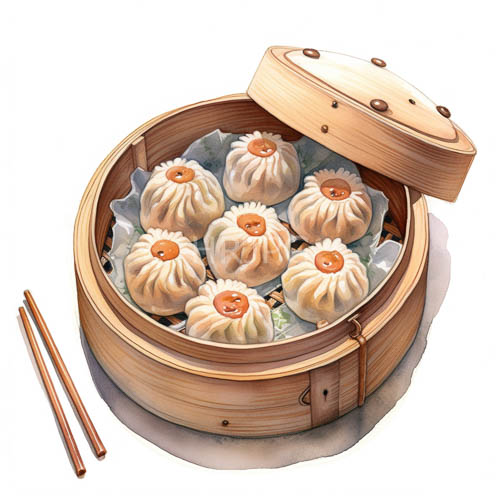High Resolution: Steamer baskets hold delicate dumplings on white backgrounds download. | HRJPG.com