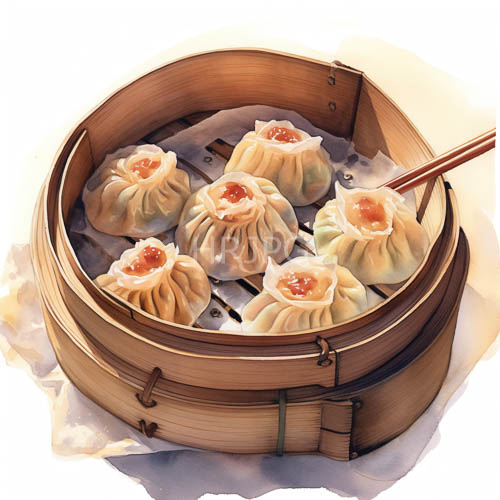 bamboo steamers enclose hot dumplings in warm natural light