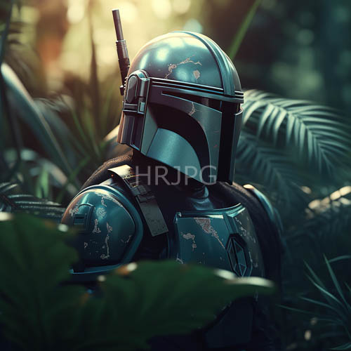 faded metal armor in verdant jungle foliage amidst dappled sunlight and rust